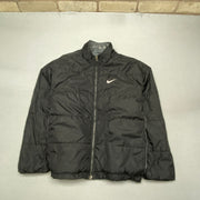 00s Black and Grey Nike Reversible Jacket Men's Small