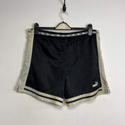 00s Y2K Black and White Puma Sport Shorts Men's Medium