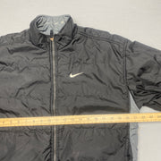 00s Black and Grey Nike Reversible Jacket Men's Small