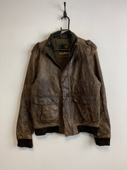 Brown Leather BIzzbee Bomber Jacket Men's Large