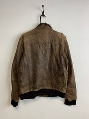 Brown Leather BIzzbee Bomber Jacket Men's Large