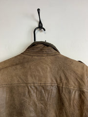 Brown Leather BIzzbee Bomber Jacket Men's Large