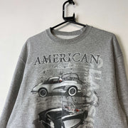 Grey Fruit of the Loom Graphic Print Sweatshirt Men's Large