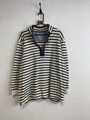 White-Black L.L. Bean Striped Half Zip Sweatshirt Men's XL