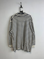 White-Black L.L. Bean Striped Half Zip Sweatshirt Men's XL