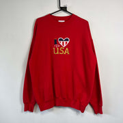 Vintage 90s Red USA Sweatshirt Large