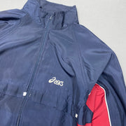 Navy and Red Asics Windbreaker Men's Medium