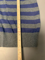 Blue-Grey Tommy Hilfiger Striped V-neck Jumper Men's Large