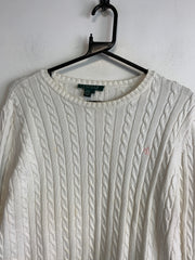 Beige Ralph Lauren Crew-neck Knitwear Jumper Women's Large