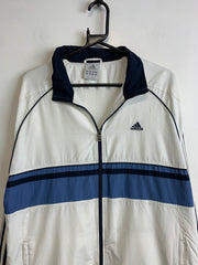 00s Blue and White Adidas Windbreaker Men's Large