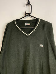 Dark Green Lacoste V-neck Jumper Men's Large