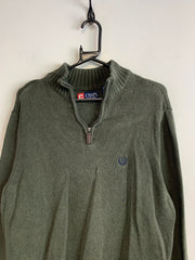 Dark Green CHAPS 1/4 Zip-up Jumper Men's Medium