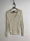 Beige Ralph Lauren Sport V-neck Knitwear Jumper Women's Medium