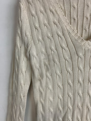 Beige Ralph Lauren Sport V-neck Knitwear Jumper Women's Medium