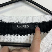 White Navy Lauren Ralph Lauren Knit Jumper Sweater Womens Small
