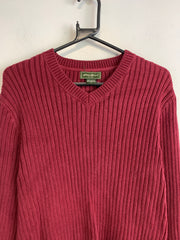 Burgundy Eddie Bauer V-neck Jumper Men's Small