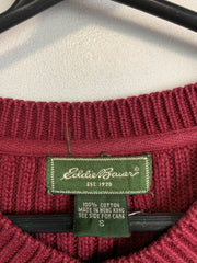 Burgundy Eddie Bauer V-neck Jumper Men's Small