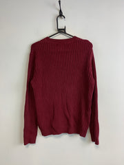 Burgundy Eddie Bauer V-neck Jumper Men's Small