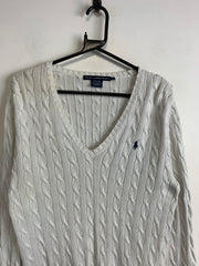 Cream Ralph Lauren V-neck Knitwear Jumper Women's XL