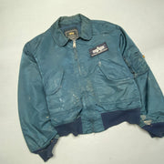 Blue Alpha Industries Bomber Flight Jacket Men's Large