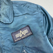 Blue Alpha Industries Bomber Flight Jacket Men's Large