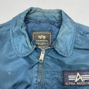 Blue Alpha Industries Bomber Flight Jacket Men's Large