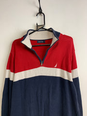 Navy-Red Nautica 1/4 Zip-up Jumper Men's Large