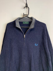 Navy Fred Perry Wool 1/4 Zip-up Jumper Men's Large