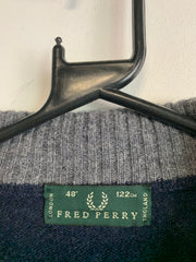 Navy Fred Perry Wool 1/4 Zip-up Jumper Men's Large