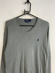 Grey Ralph Lauren V-neck Jumper Men's Small