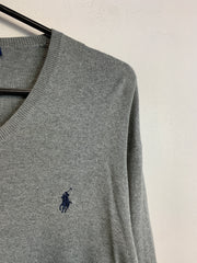 Grey Ralph Lauren V-neck Jumper Men's Small