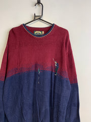 Vintage Red-Navy Croft & Barrow Embroidery Jumper Men's XL