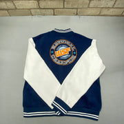 Navy and White Varsity Jacket Men's Large