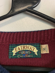 Vintage Red-Navy Croft & Barrow Embroidery Jumper Men's XL