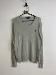 Grey Ralph Lauren V-neck Jumper Men's Large