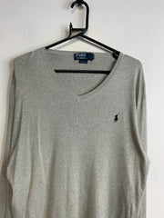 Grey Ralph Lauren V-neck Jumper Men's Large