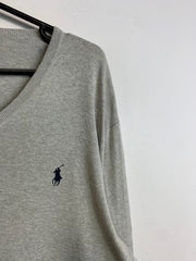 Grey Ralph Lauren V-neck Jumper Men's Large