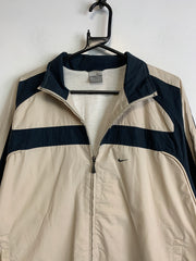 00s Beige and Navy Nike Track Jacket Men's Medium