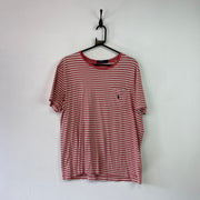 Pink and White Polo Ralph Lauren T-Shirt Large