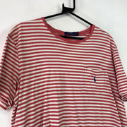 Pink and White Polo Ralph Lauren T-Shirt Large