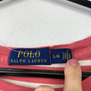 Pink and White Polo Ralph Lauren T-Shirt Large