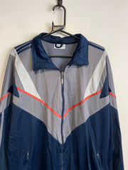 Vintage 90s Navy and Grey Adidas Track Jacket Women's XL