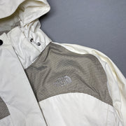 White and Grey North Face Raincoat Women's Medium