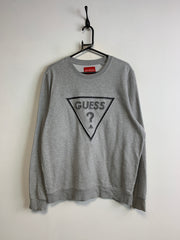 Grey Guess Badge Sweatshirt Men's Large