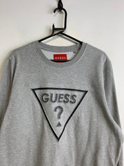 Grey Guess Badge Sweatshirt Men's Large