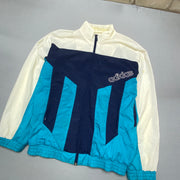 Vintage 90s Navy Blue White Adidas Windbreaker men's Large