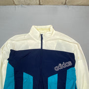 Vintage 90s Navy Blue White Adidas Windbreaker men's Large