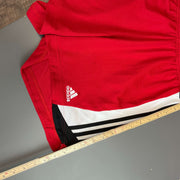 00s Red and White Adidas Sport Shorts Men's Large