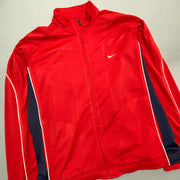 00s Red and Navy Nike Track Jacket Men's Large