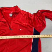 00s Red and Navy Nike Track Jacket Men's Large